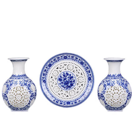 porcelaine for Jahrriesnge hollow vase set 3 pcs cna0907 Compatible porcelaine Jahrriesnge for hollow vase set 3 pcs cna0907
