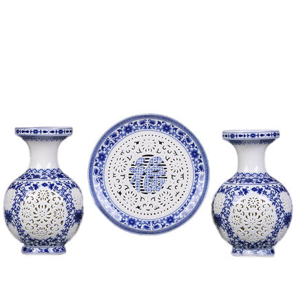 porcelaine for Jahrriesnge hollow vase set 3 pcs cna0908 Compatible porcelaine Jahrriesnge for hollow vase set 3 pcs cna0908