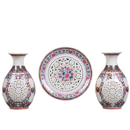 porcelaine for Jahrriesnge hollow vase set 3 pcs cna0909 Compatible porcelaine Jahrriesnge for hollow vase set 3 pcs cna0909