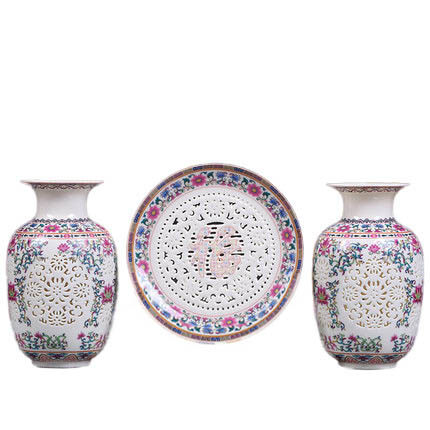 porcelaine for Jahrriesnge hollow vase set 3 pcs cna0910 Compatible porcelaine Jahrriesnge for hollow vase set 3 pcs cna0910