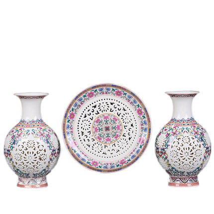 porcelaine for Jahrriesnge hollow vase set 3 pcs cna0912 Compatible porcelaine Jahrriesnge for hollow vase set 3 pcs cna0912