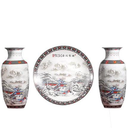 porcelaine for Jahrriesnge snow scene vase set 3pcs cna1044 Compatible porcelaine Jahrriesnge for snow scene vase set 3pcs cna1044