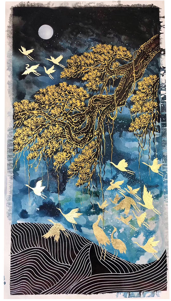 Paysage for JAHRRIESNGE birds-moon-and-tree-lpg1466 Compatible Paysage JAHRRIESNGE for birds-moon-and-tree-lpg1466