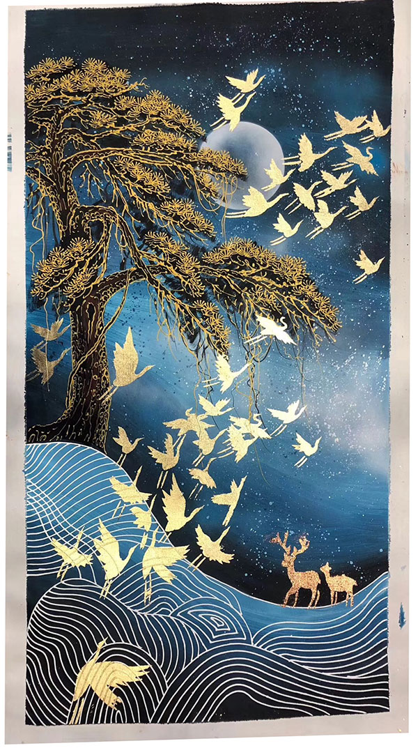 Paysage for JAHRRIESNGE birds-moon-and-tree-lpg1467 Compatible Paysage JAHRRIESNGE for birds-moon-and-tree-lpg1467